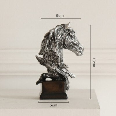 A beautifully hand-painted horse head statue, showcasing intricate details and elegant design, perfect for home decor.