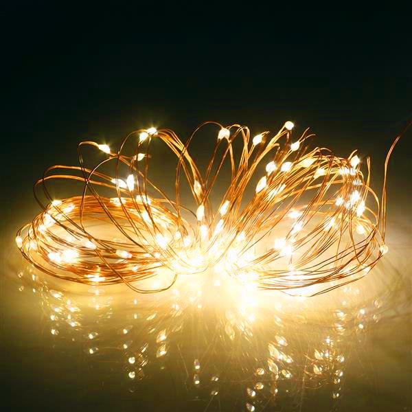 Waterproof USB Copper Wire Christmas Decoration String with 100 LED lights, perfect for festive decorations indoors and outdoors.