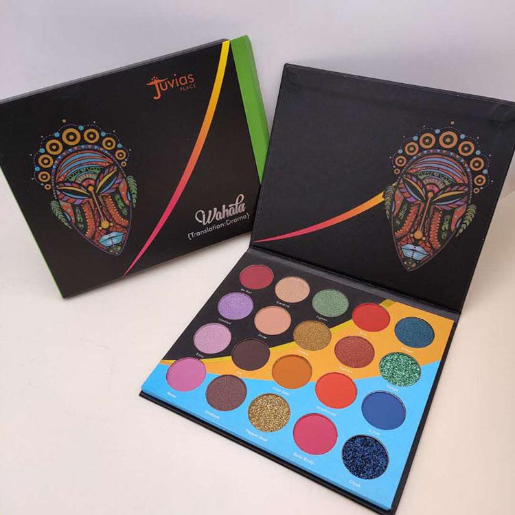 HOT Wahala 20 Colors Eye Shadow Palette showcasing vibrant colors and finishes including glitter, shimmer, and matte.