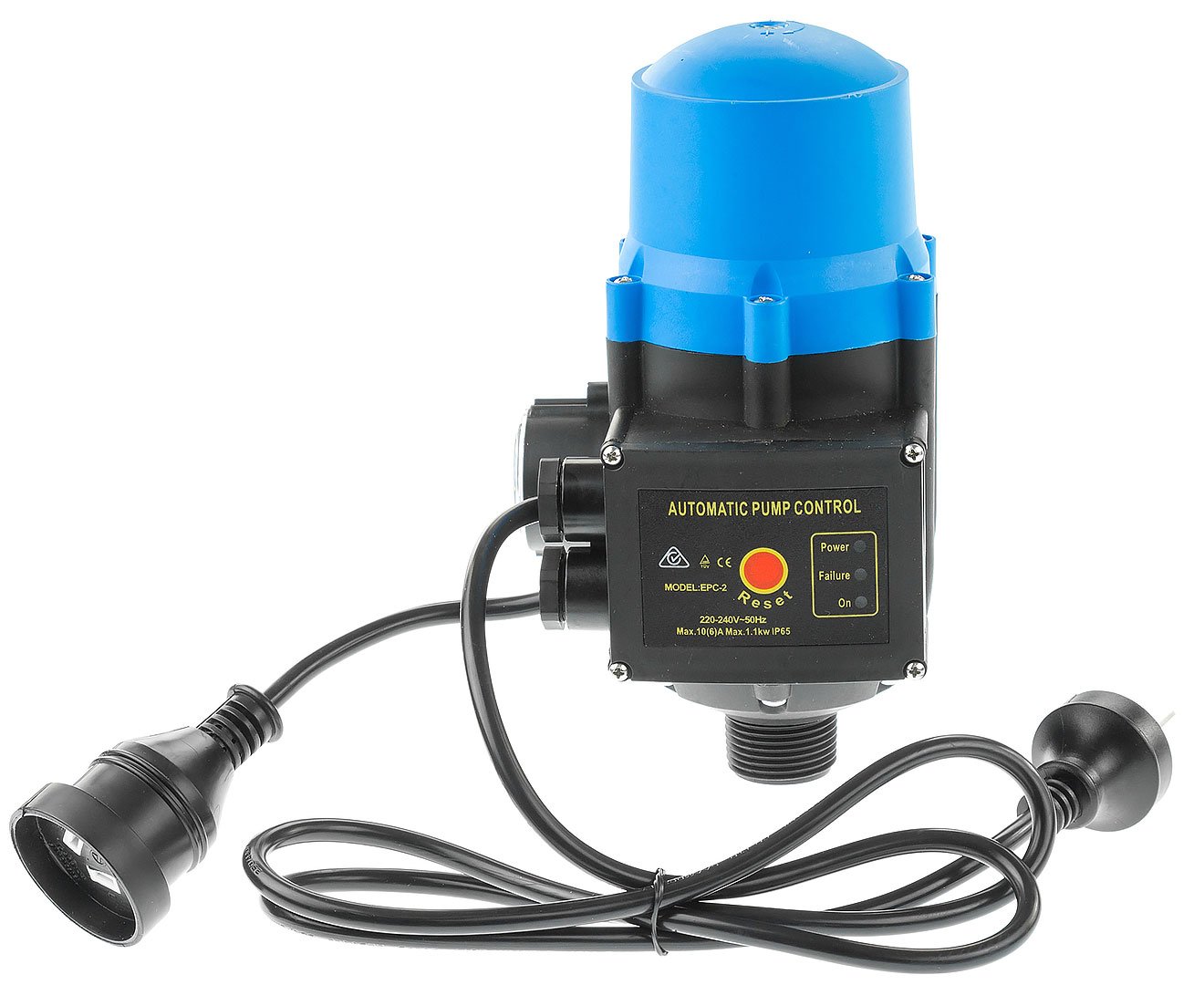 HydroActive Adjustable Pressure Switch for water pump automation, featuring adjustable pressure settings and IP65 protection.