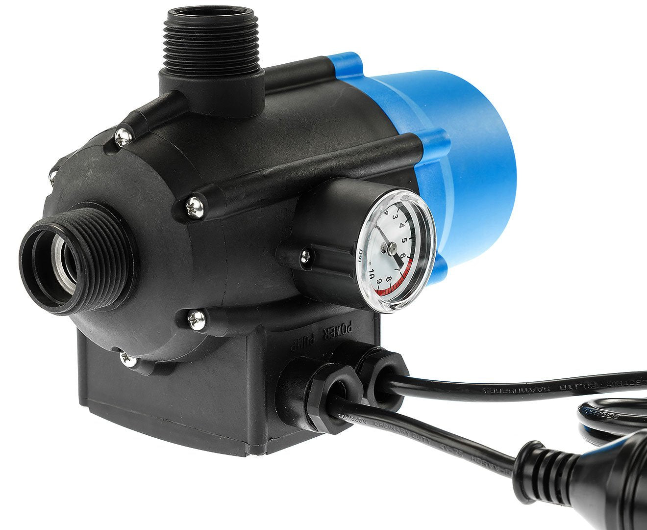 HydroActive Adjustable Pressure Switch for water pump automation, featuring adjustable pressure settings and IP65 protection.