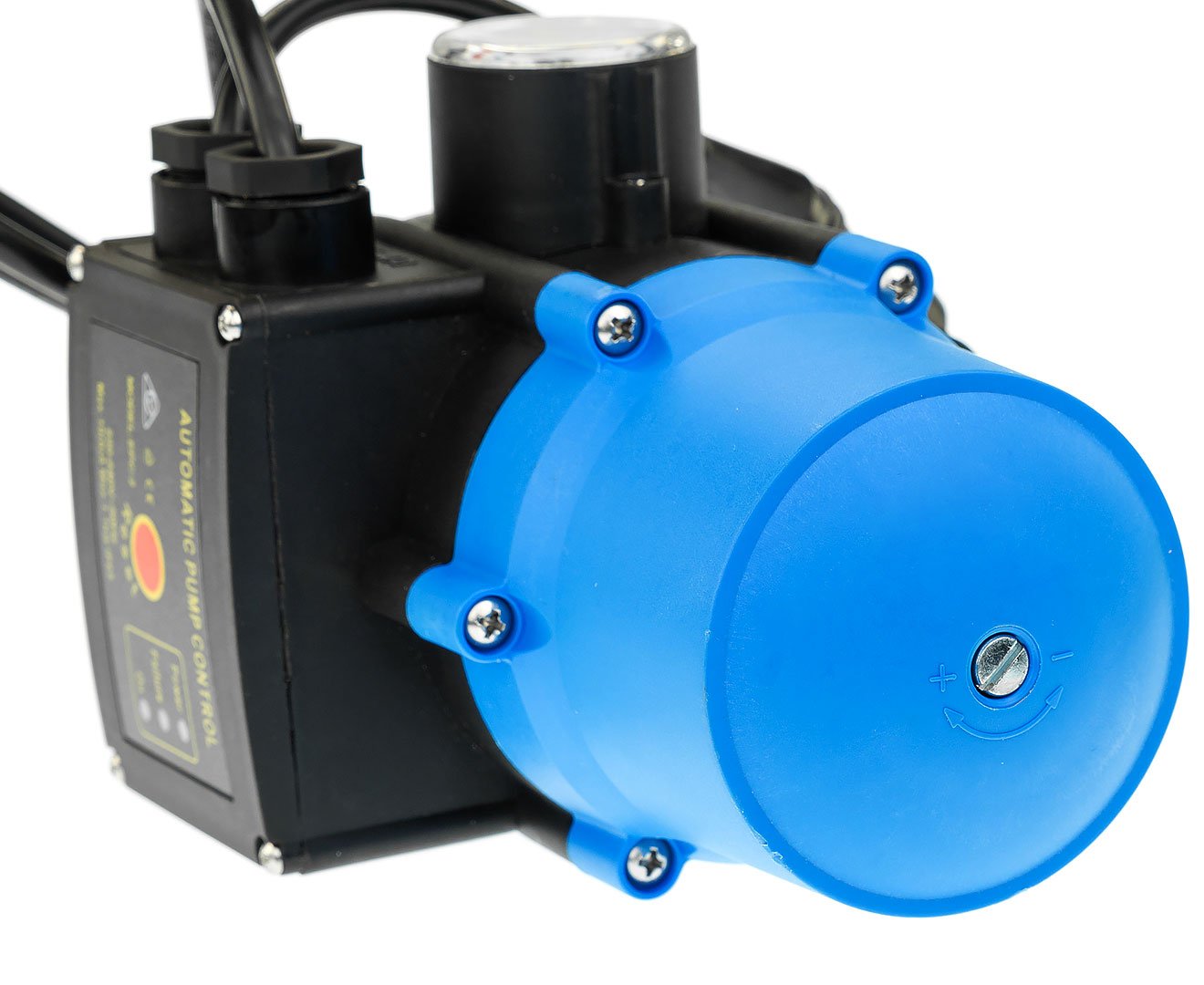 HydroActive Adjustable Pressure Switch for water pump automation, featuring adjustable pressure settings and IP65 protection.