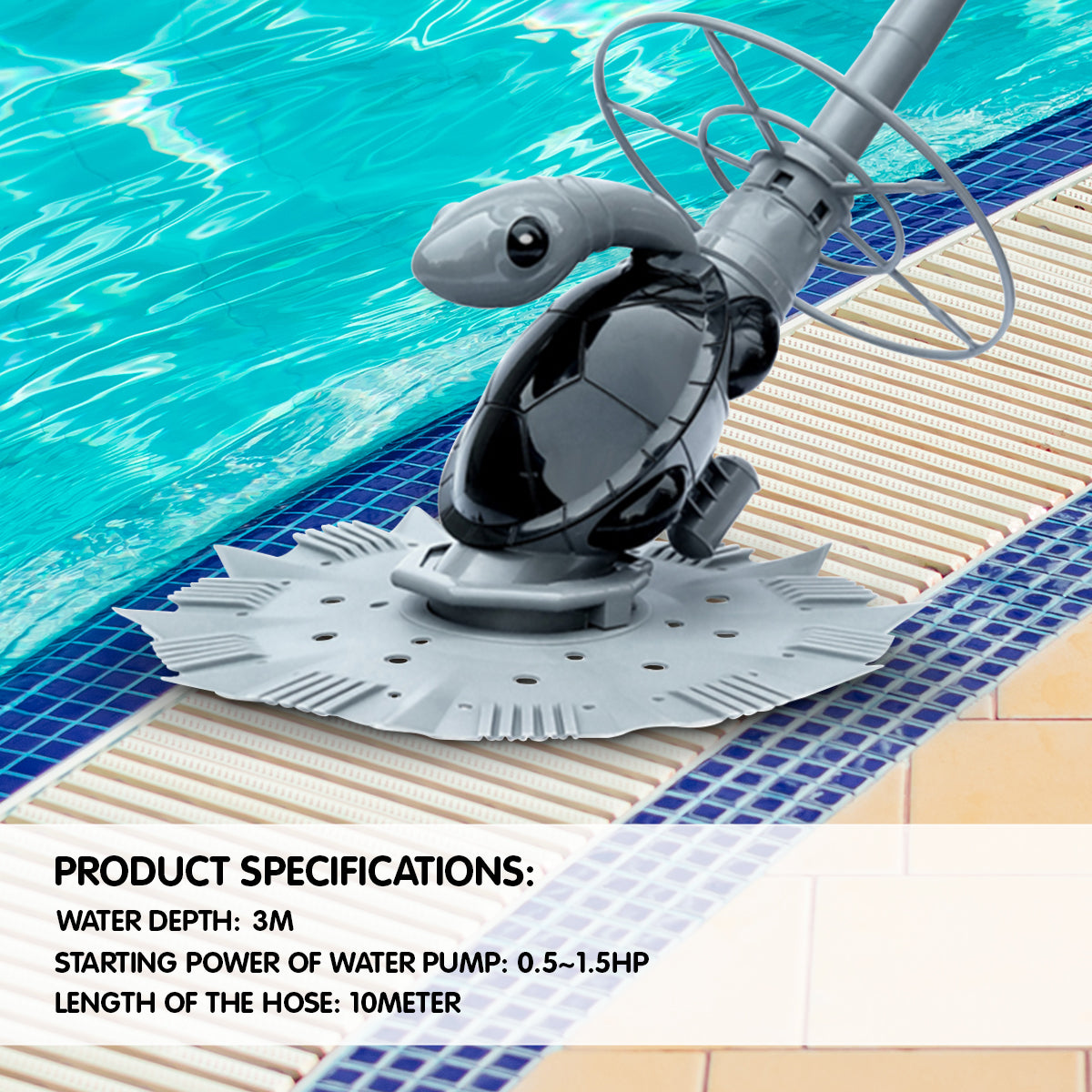 HydroActive Automatic Swimming Pool Vacuum Cleaner Leaf Eater Turtle with a 10-meter hose, designed for efficient pool cleaning.