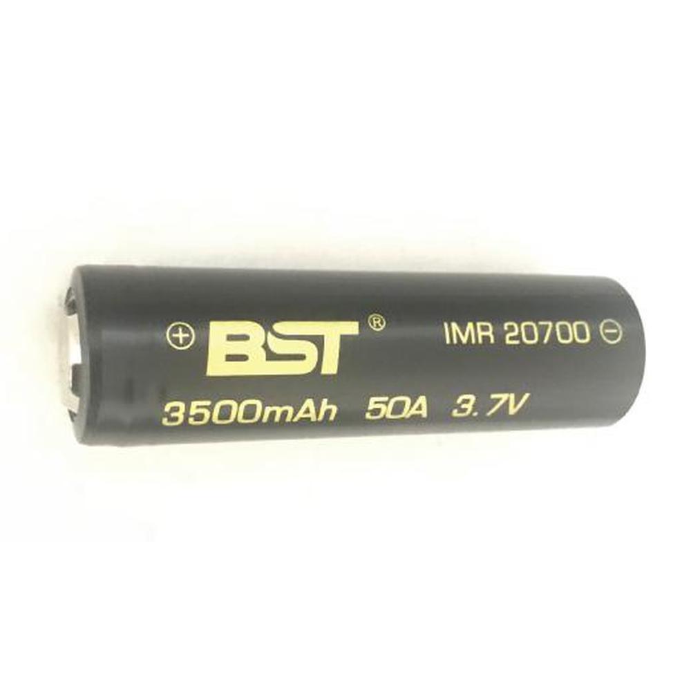 BST IMR 20700 Rechargeable Lithium Ion Battery with specifications including 3500mAh capacity and 50A current output.