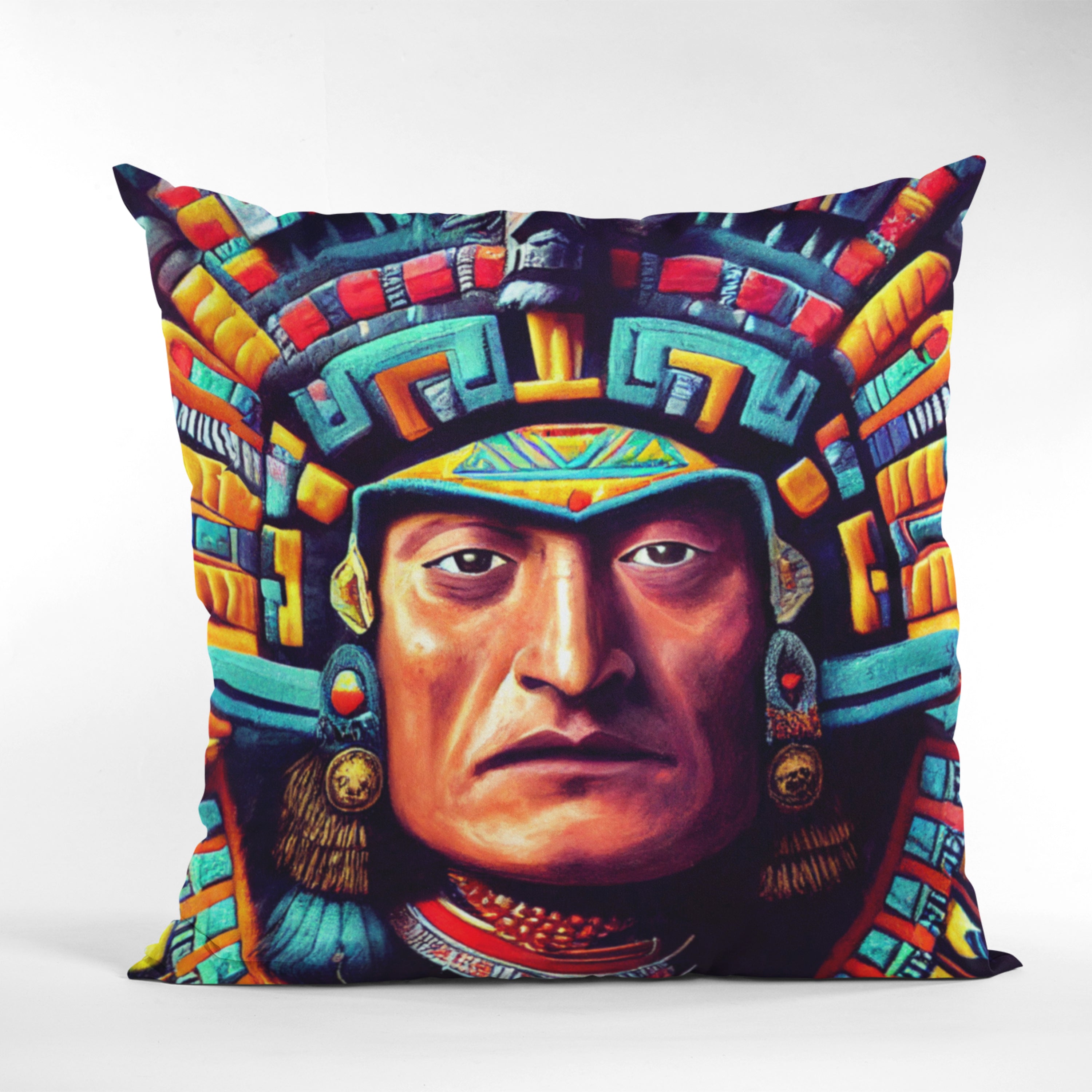 Indigenous Pattern Throw Pillow featuring vibrant colors and intricate designs, perfect for home decor.