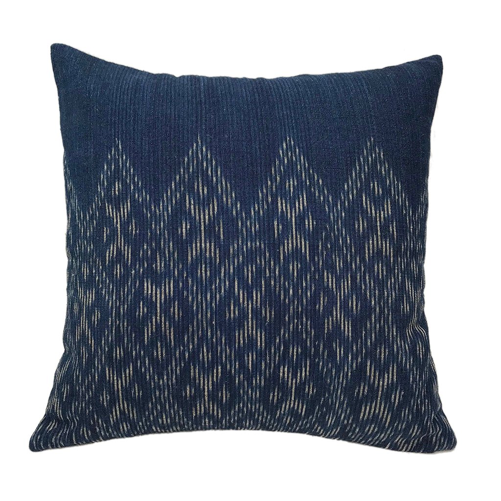 Indigo Diamond Pillow Cover showcasing intricate hand-dyed patterns and craftsmanship, perfect for home decor.