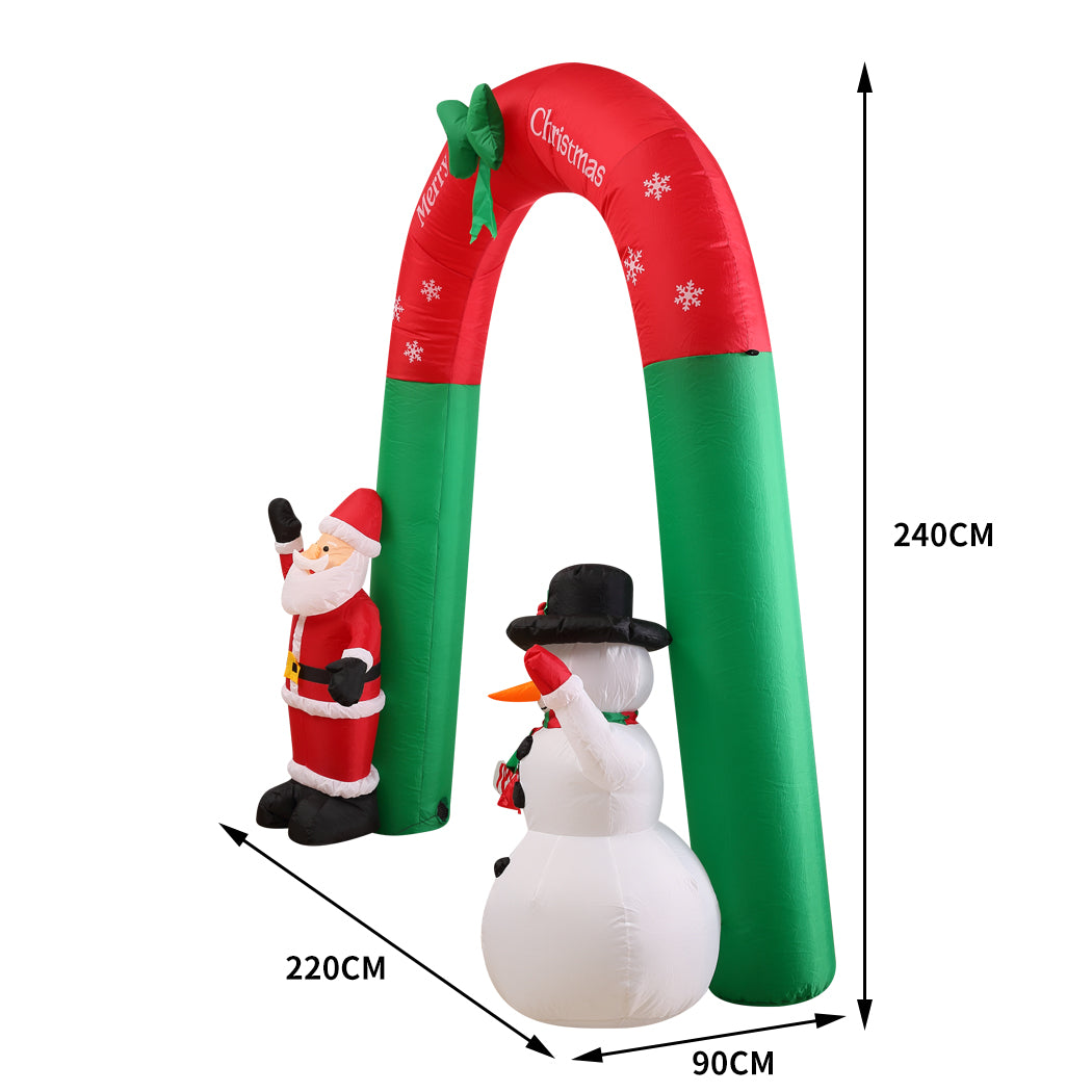 Inflatable Christmas Santa Snowman with LED lights, showcasing festive colors and cheerful design, perfect for holiday decoration.