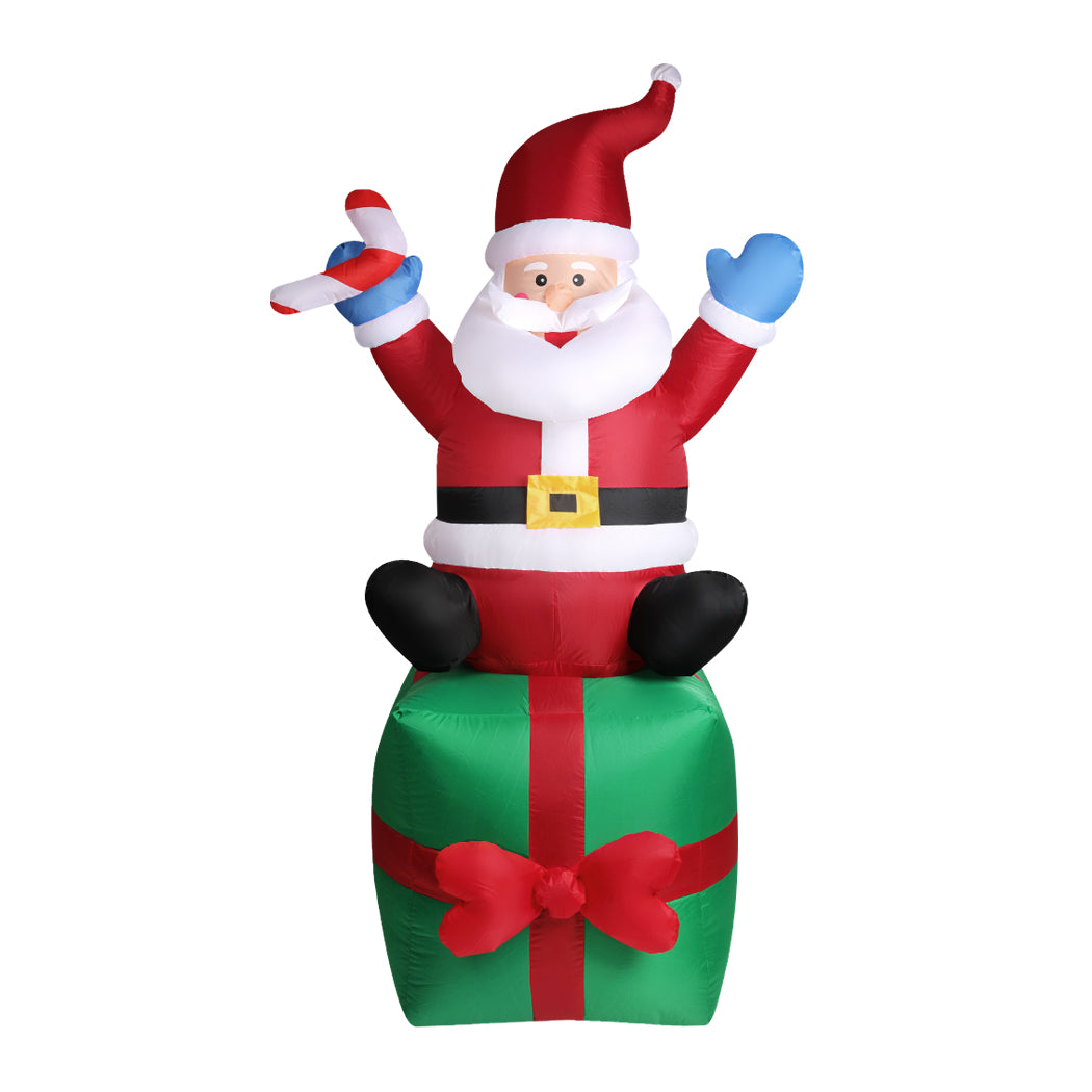 Inflatable Christmas Santa Snowman with LED lights, showcasing vibrant colors and festive design, perfect for holiday decoration.