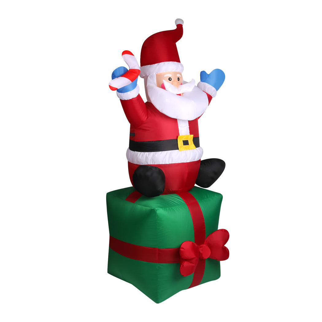 Inflatable Christmas Santa Snowman with LED lights, showcasing vibrant colors and festive design, perfect for holiday decoration.