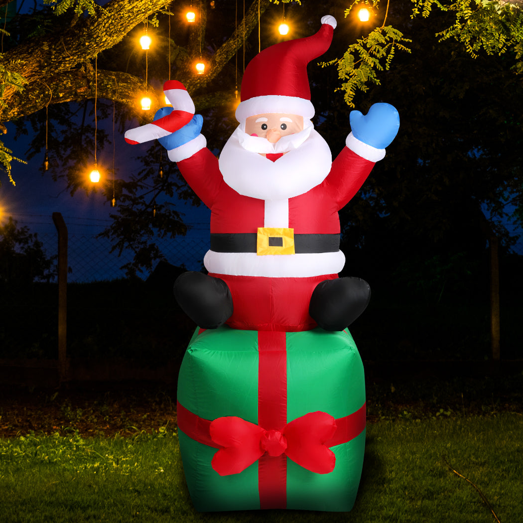 Inflatable Christmas Santa Snowman with LED lights, showcasing vibrant colors and festive design, perfect for holiday decoration.