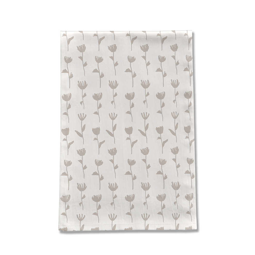 Ink Flower Tea Towel featuring a beautiful floral design on cotton twill fabric, perfect for kitchen use.