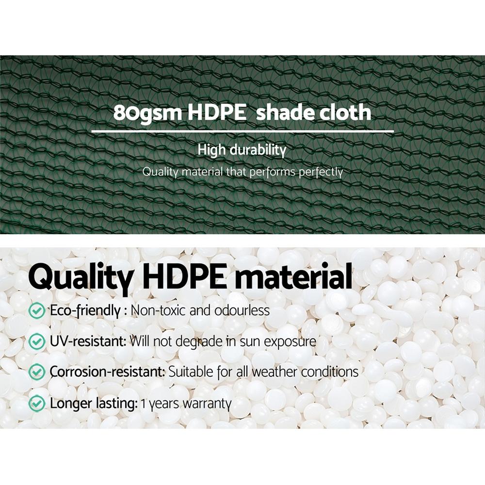 Instahut 3.66x20m 30% UV Shade Cloth roll, green knitted fabric designed for plant protection and shade.