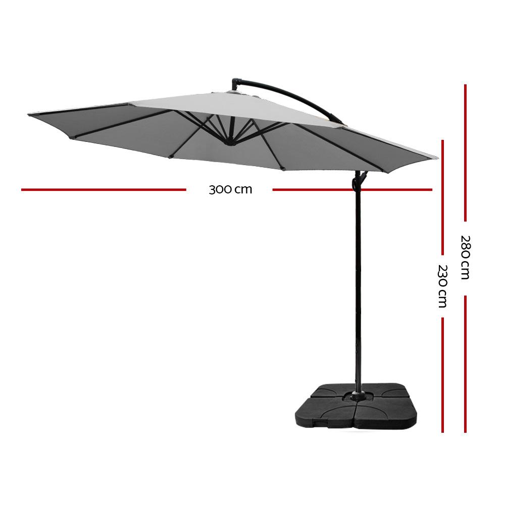 Instahut 3M outdoor umbrella with cantilever design and heavy-duty base, providing shade and style for outdoor spaces.