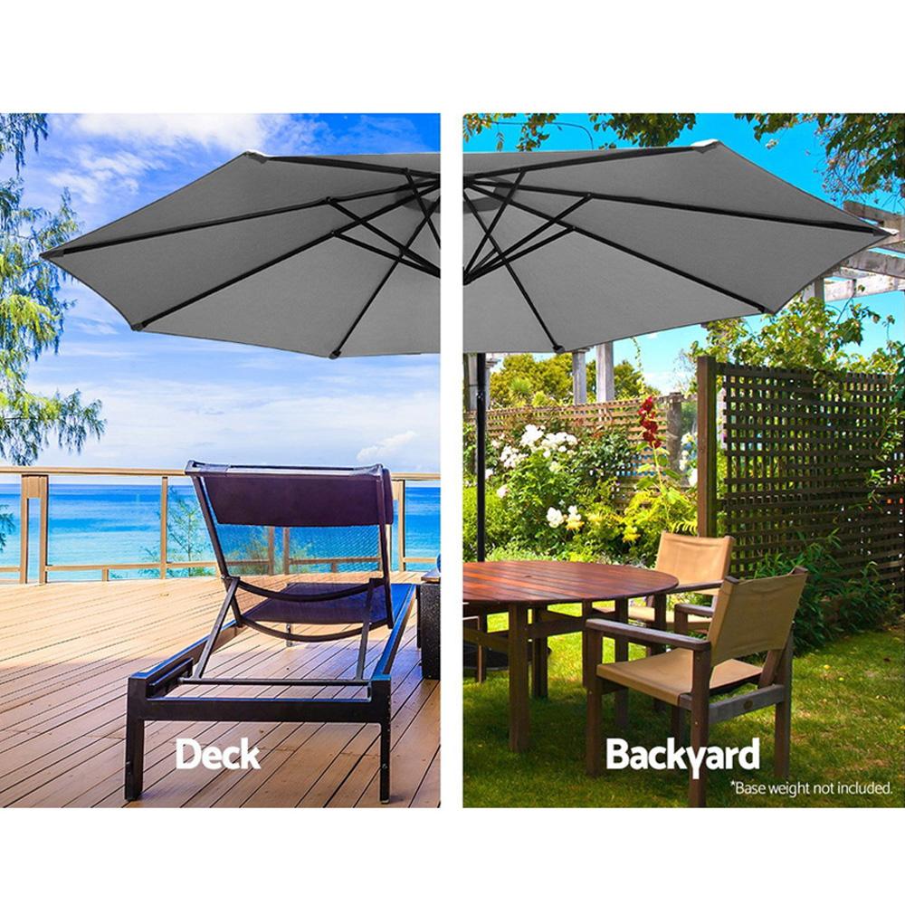 Instahut 3M outdoor umbrella with cantilever design and heavy-duty base, providing shade and style for outdoor spaces.