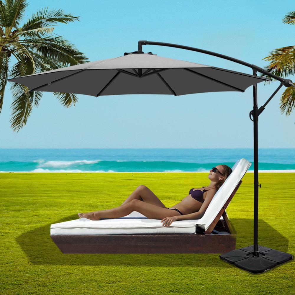 Instahut 3M outdoor umbrella with cantilever design and heavy-duty base, providing shade and style for outdoor spaces.