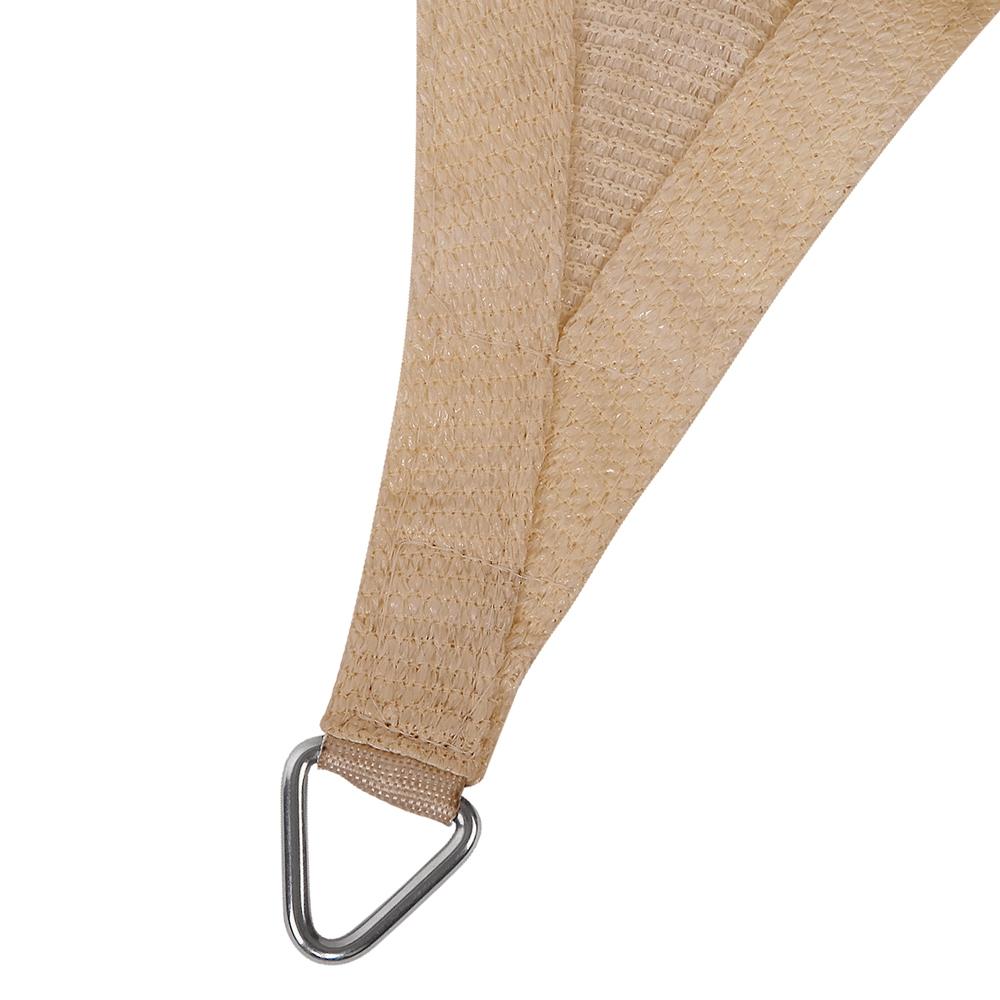 Instahut 6x6m Shade Sail in sand beige, showcasing its durable fabric and stainless steel buckles, ideal for outdoor sun protection.