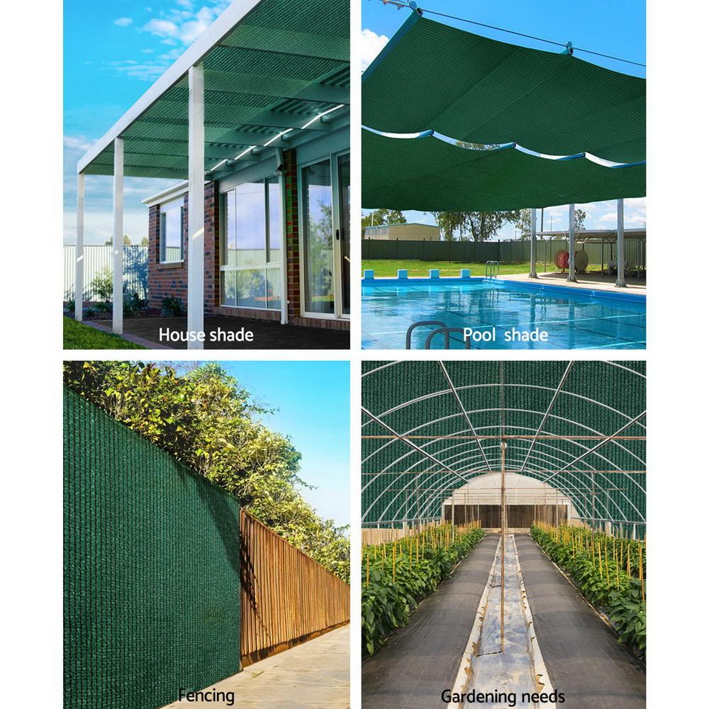 Instahut 90% Sun Shade Cloth Roll, green UV-stabilized HPDE fabric, measuring 3.66m x 10m, ideal for plant protection.