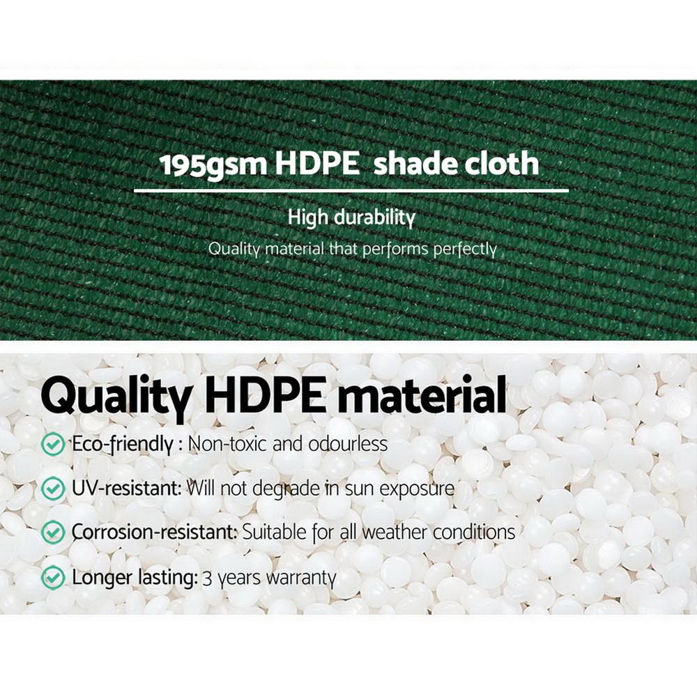 Instahut 90% Sun Shade Cloth Roll, green UV-stabilized HPDE fabric, measuring 3.66m x 10m, ideal for plant protection.