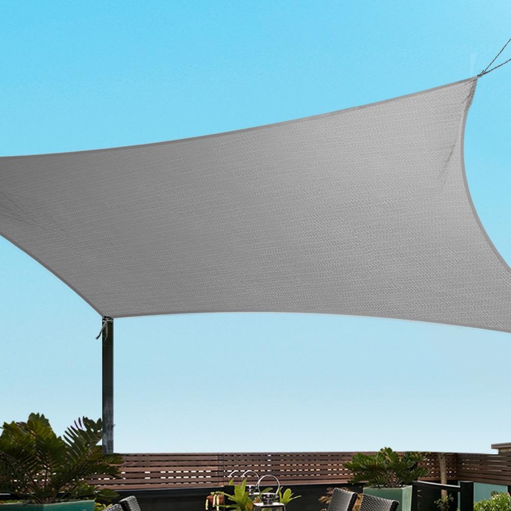 Instahut Sun Shade Sail in grey, rectangular shape, made from durable 280gsm polyethylene fabric, ideal for outdoor use.