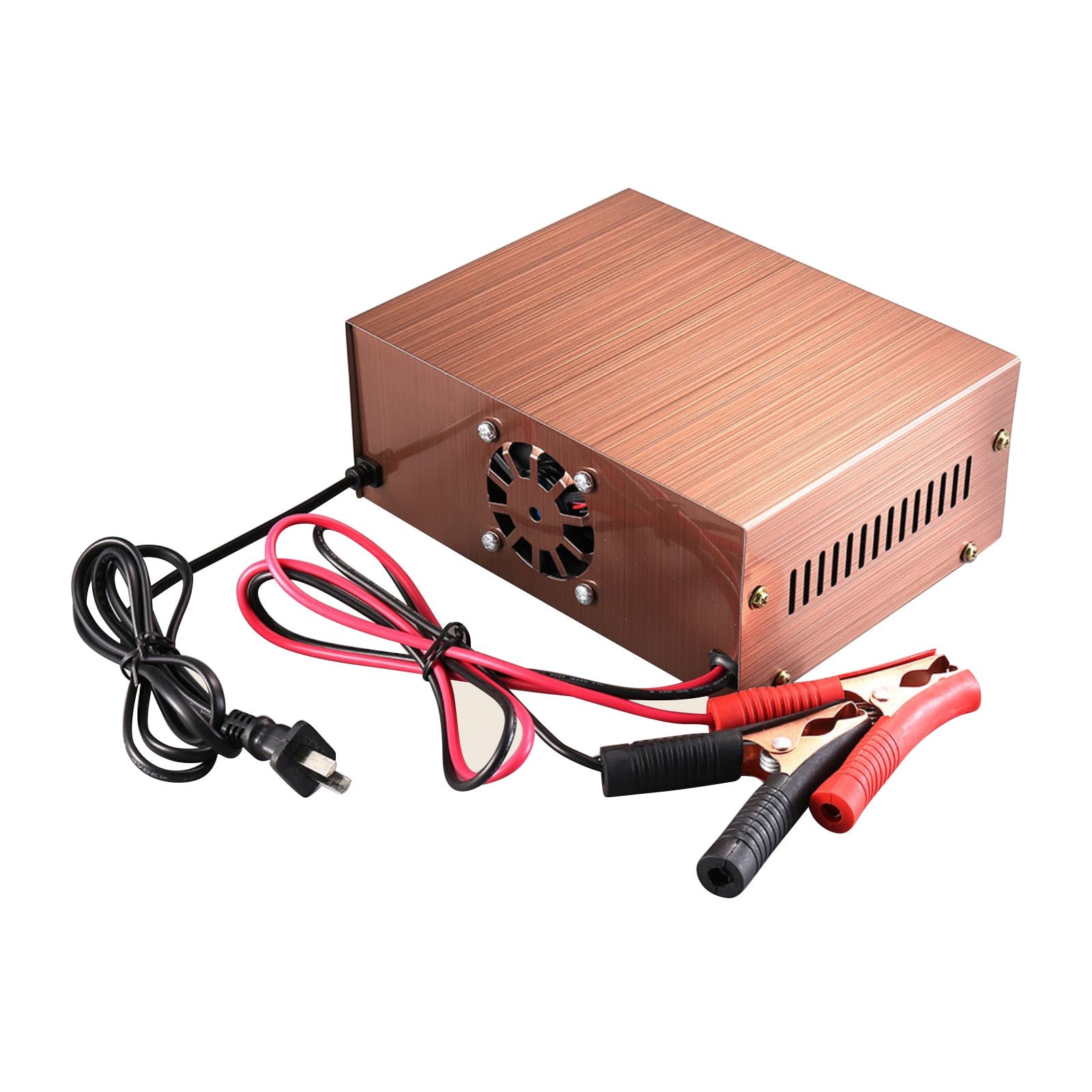 Intelligent Automatic Battery Charger 12V/24V with digital display and compact design for car and motorcycle batteries.