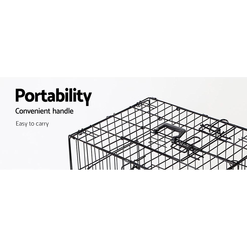 i.Pet Dog Cage 36inch in black, featuring three access doors and a removable tray for easy cleaning.