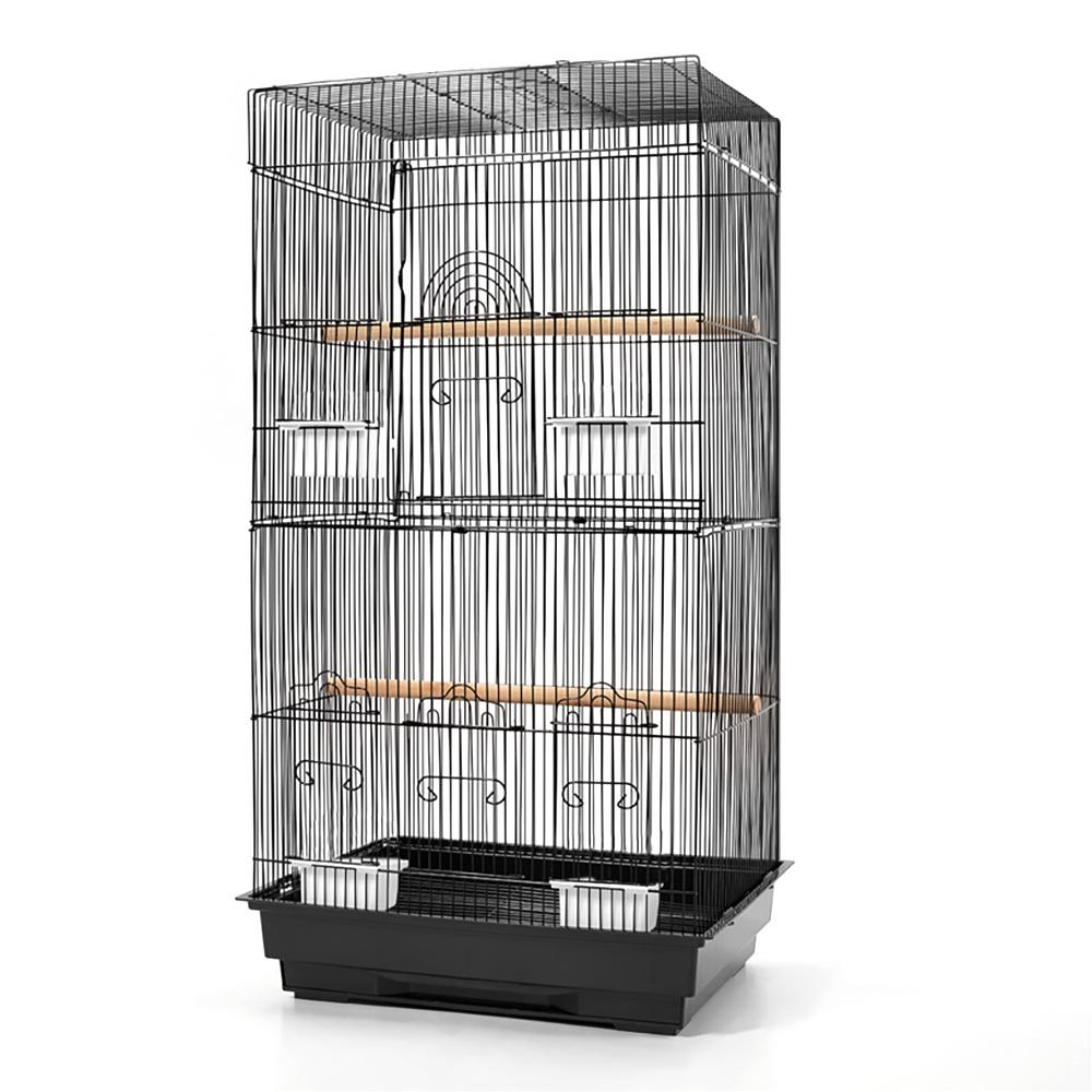 i.Pet Medium Bird Cage in Black with perches and feeders, designed for small to medium birds, showcasing its spacious interior and durable construction.