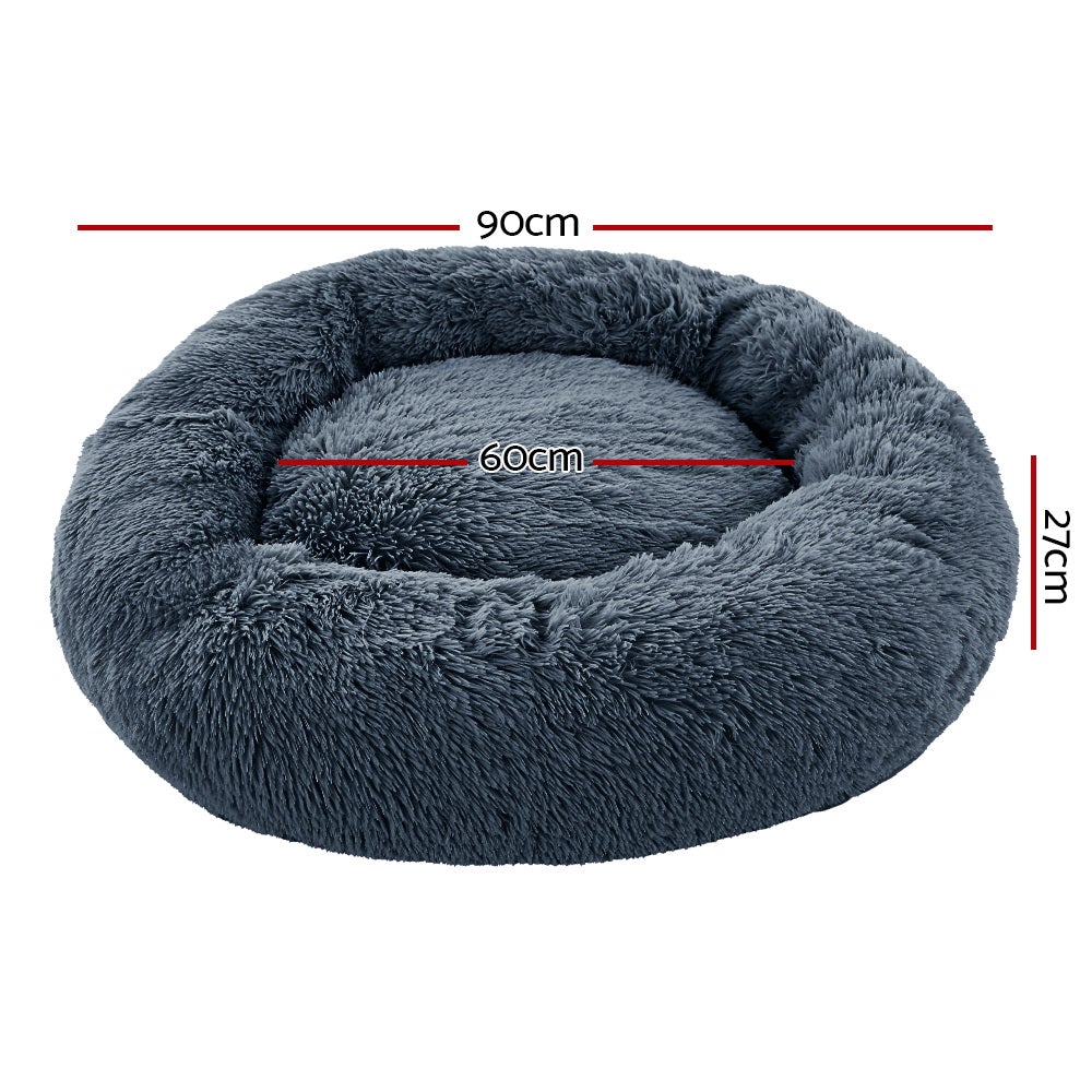 i.Pet Large Dog and Cat Bed in Dark Grey, featuring a soft, durable design with a non-slip base and removable cover.