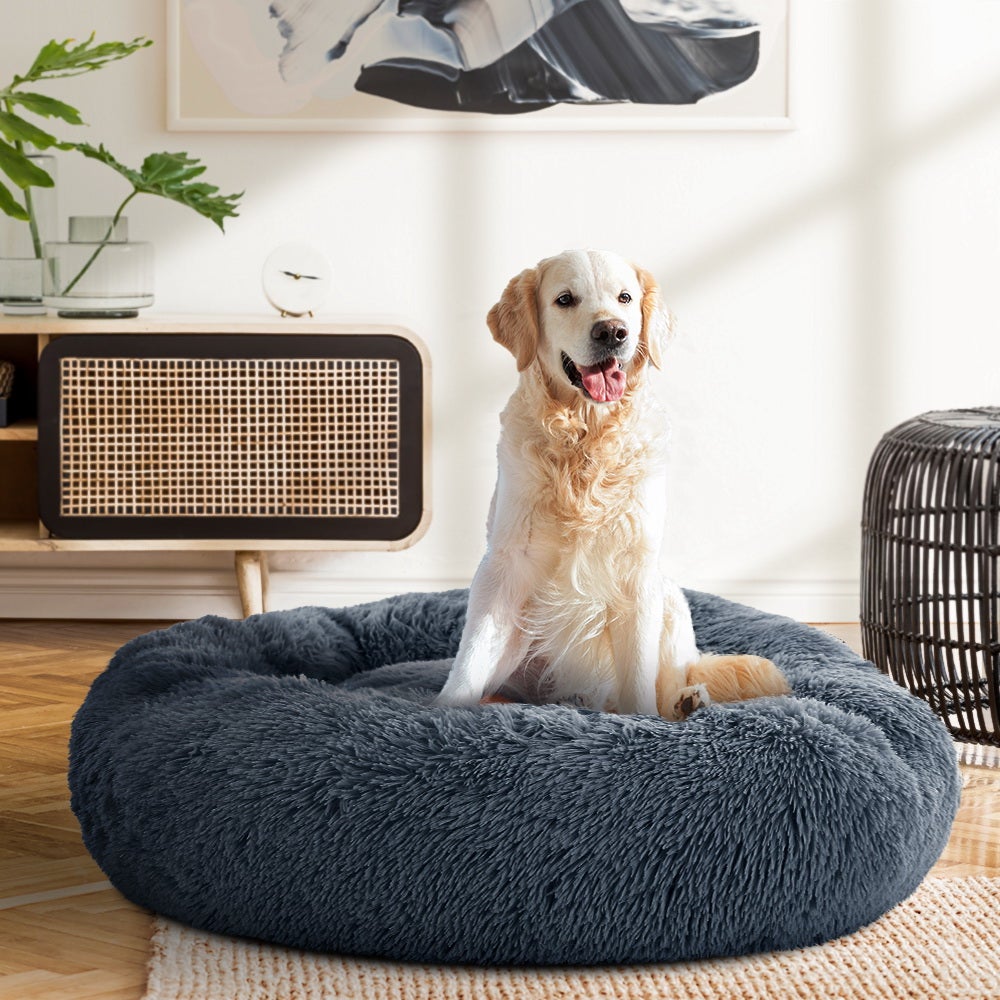 i.Pet Large Dog and Cat Bed in Dark Grey, featuring a soft, durable design with a non-slip base and removable cover.