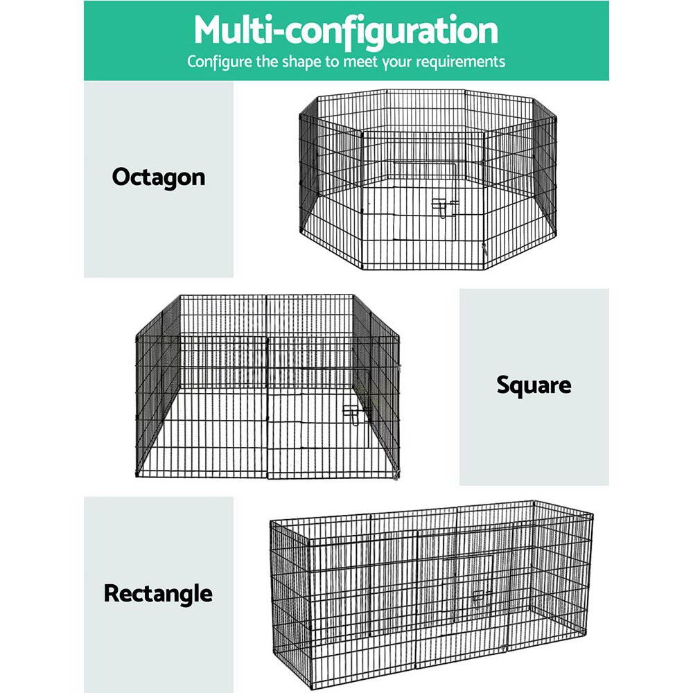 i.Pet Pet Dog Playpen featuring 8 panels made of durable powder-coated steel, designed for safe indoor and outdoor pet play.