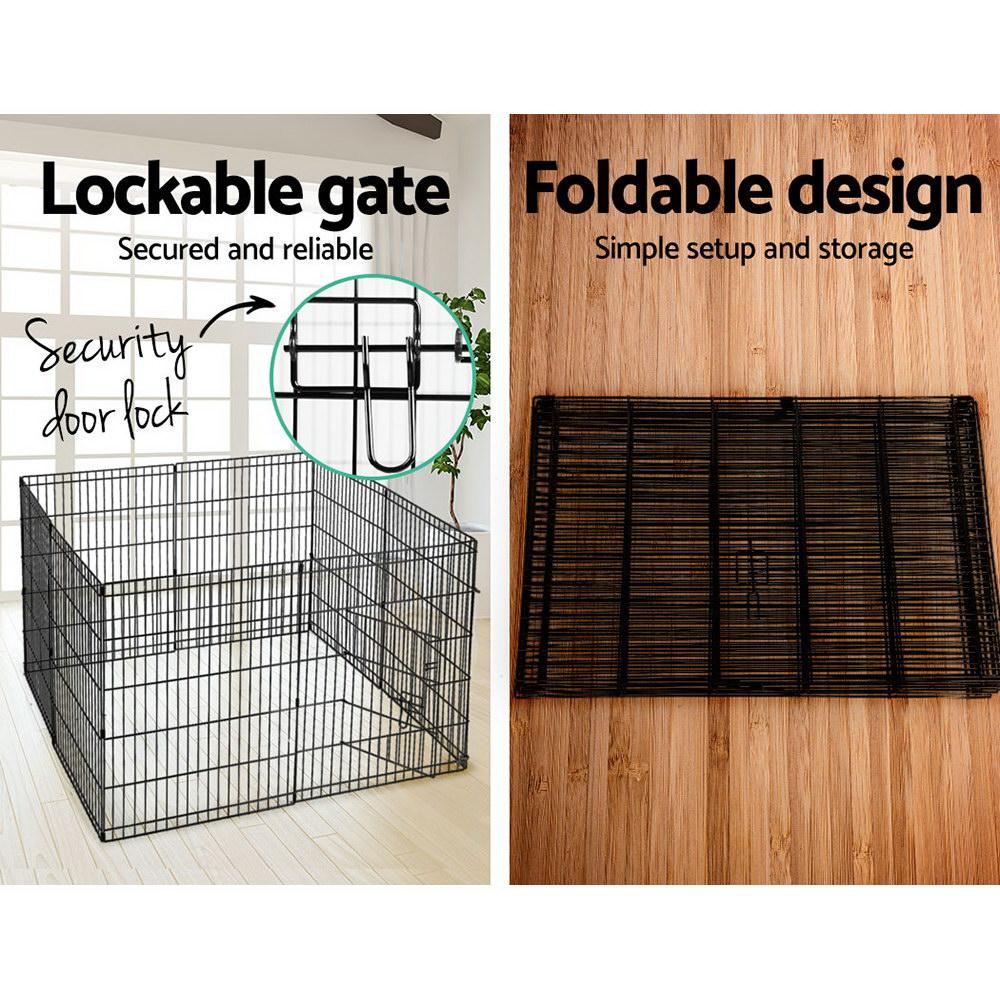 i.Pet Pet Dog Playpen featuring 8 panels made of durable powder-coated steel, designed for safe indoor and outdoor pet play.