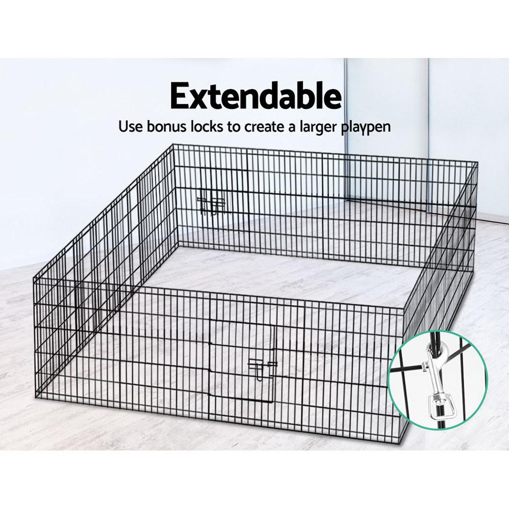 i.Pet Pet Dog Playpen featuring 8 panels made of durable powder-coated steel, designed for safe indoor and outdoor pet play.