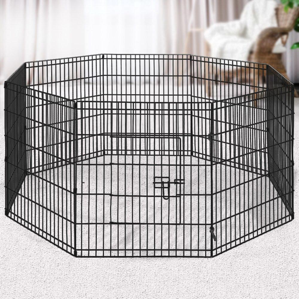 i.Pet Pet Dog Playpen featuring 8 panels made of durable powder-coated steel, designed for safe indoor and outdoor pet play.