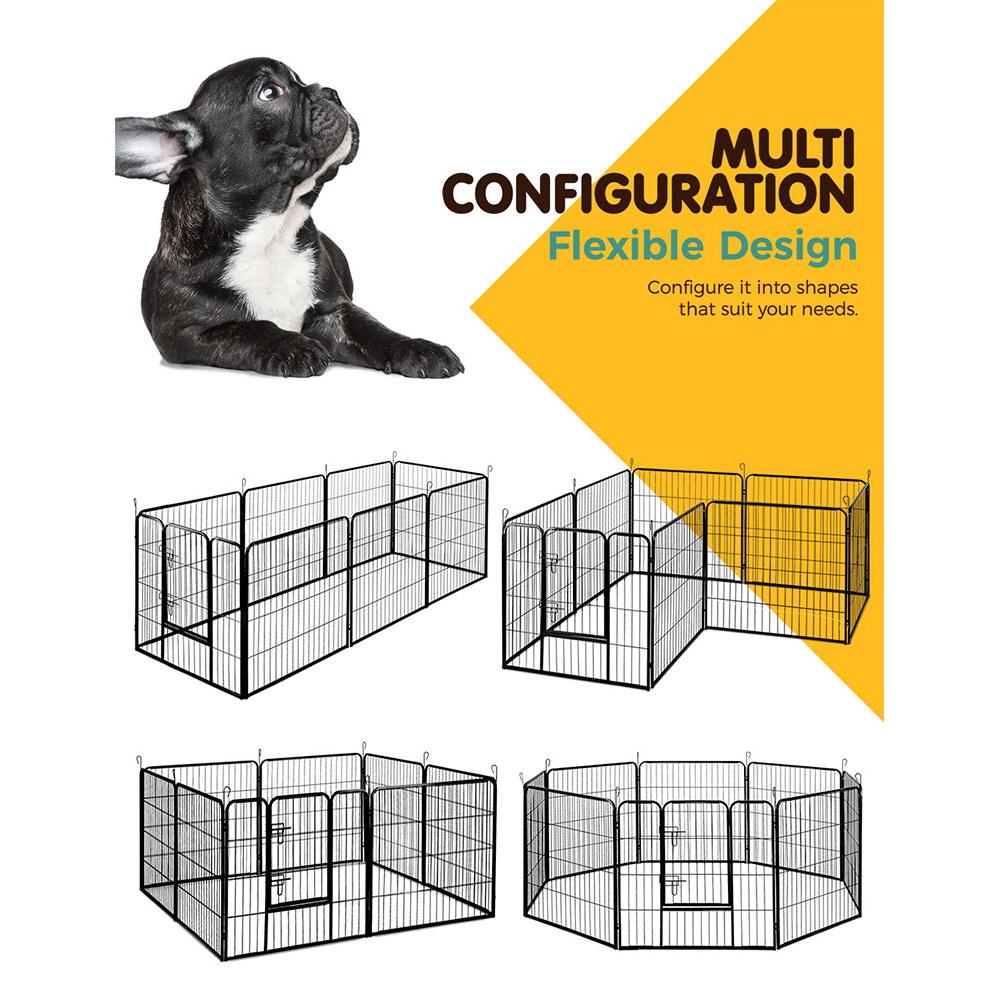 i.Pet 8 Panel Dog Playpen in black, showcasing its foldable design and access door.