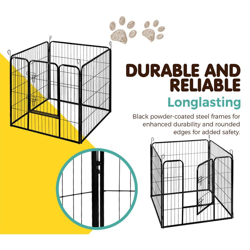 i.Pet 8 Panel Dog Playpen in black, showcasing its foldable design and access door.