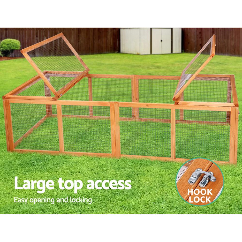 i.Pet Rabbit Hutch Chicken Coop made of fir wood with galvanized wire mesh, featuring a spacious play area and secure locks.