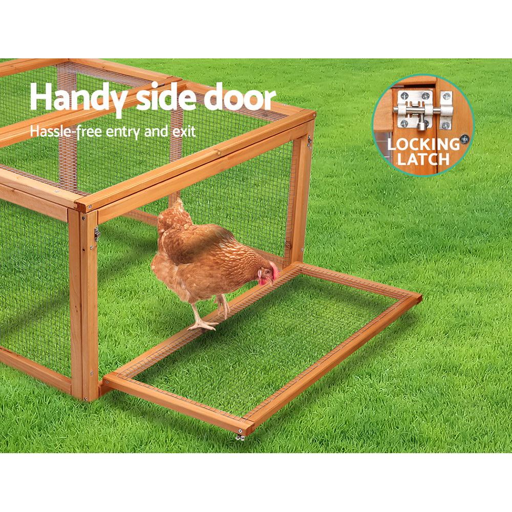 i.Pet Rabbit Hutch Chicken Coop made of fir wood with galvanized wire mesh, featuring a spacious play area and secure locks.