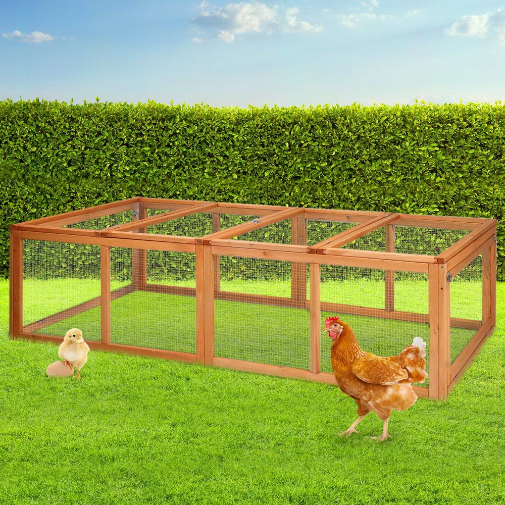 i.Pet Rabbit Hutch Chicken Coop made of fir wood with galvanized wire mesh, featuring a spacious play area and secure locks.