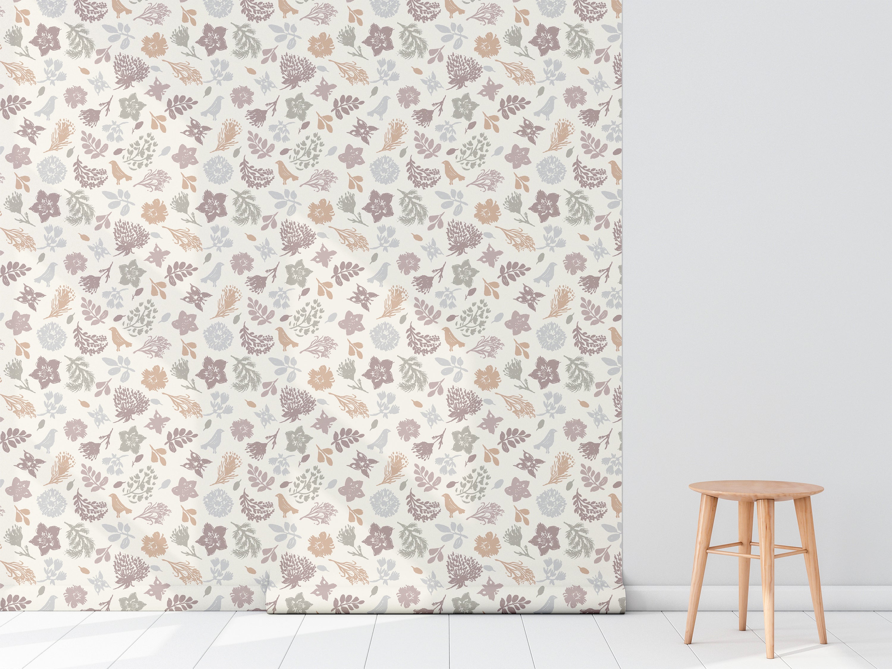 Ivory and wheat removable peel and stick wallpaper with modern design, perfect for home decor.