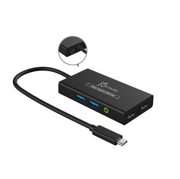 J5create JVA01 Video Capture USB Hub with HDMI and USB ports, showcasing its compact design and connectivity features.