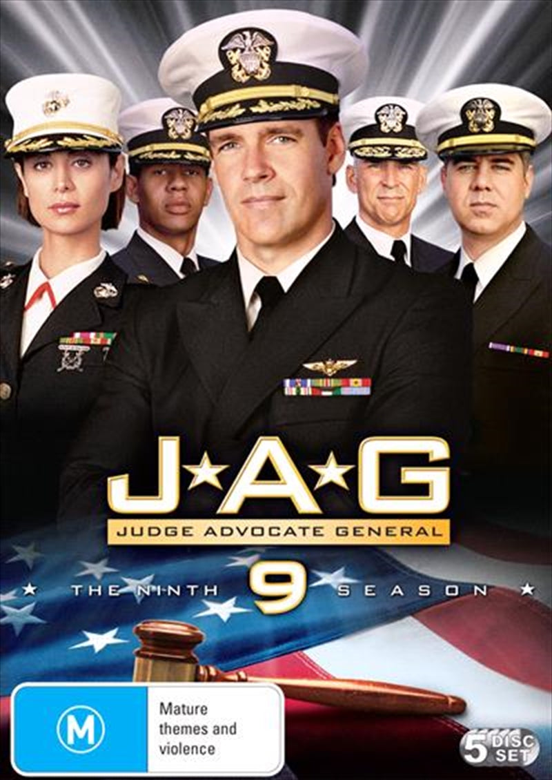 JAG - Season 09 DVD cover featuring military-themed artwork and main characters.