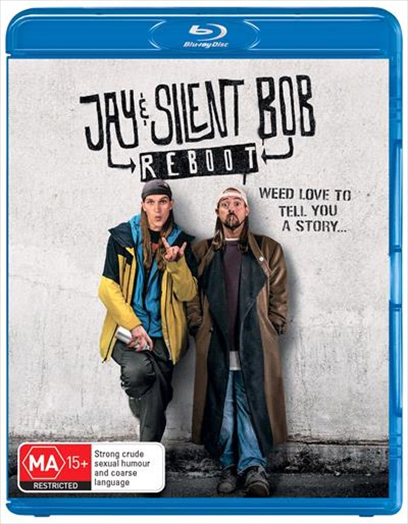 Cover of Jay and Silent Bob Reboot Blu-ray featuring the iconic duo in a comedic pose.