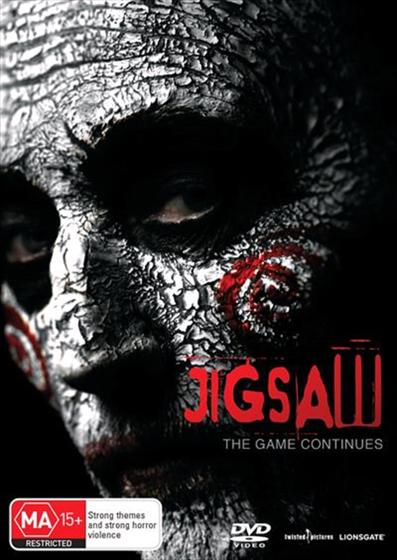 Jigsaw DVD cover featuring a dark and eerie design with the title prominently displayed.