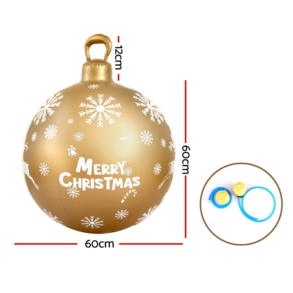 Jingle Jollys Christmas Inflatable Ball, 60cm giant bauble in festive colors, perfect for holiday decoration indoors and outdoors.