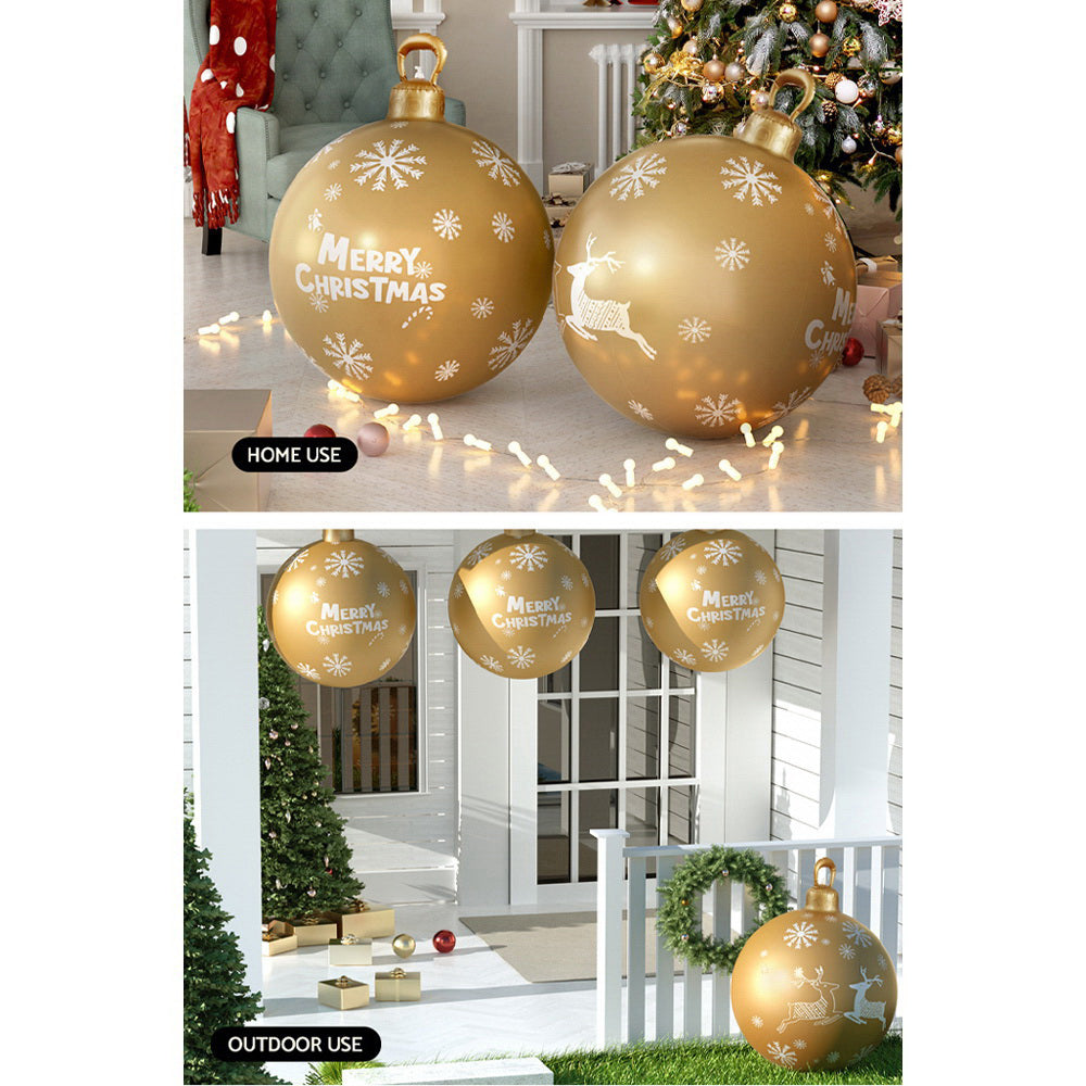 Jingle Jollys Christmas Inflatable Ball, 60cm giant bauble in festive colors, perfect for holiday decoration indoors and outdoors.