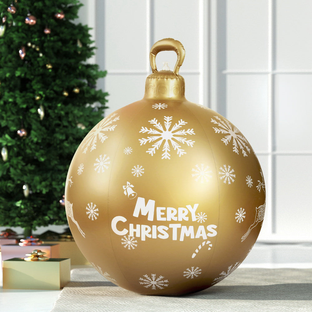 Jingle Jollys Christmas Inflatable Ball, 60cm giant bauble in festive colors, perfect for holiday decoration indoors and outdoors.