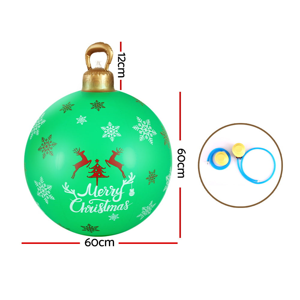 Jingle Jollys Christmas Inflatable Ball, a 60cm giant bauble in vibrant colors, perfect for festive indoor and outdoor decoration.