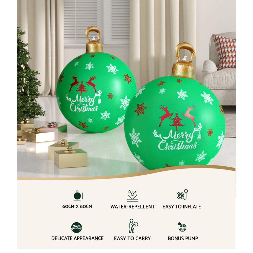 Jingle Jollys Christmas Inflatable Ball, a 60cm giant bauble in vibrant colors, perfect for festive indoor and outdoor decoration.