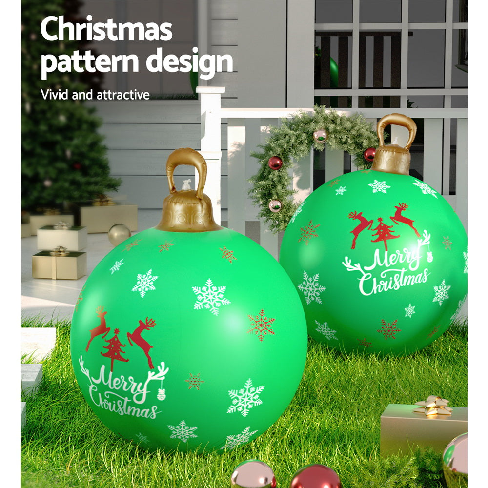 Jingle Jollys Christmas Inflatable Ball, a 60cm giant bauble in vibrant colors, perfect for festive indoor and outdoor decoration.