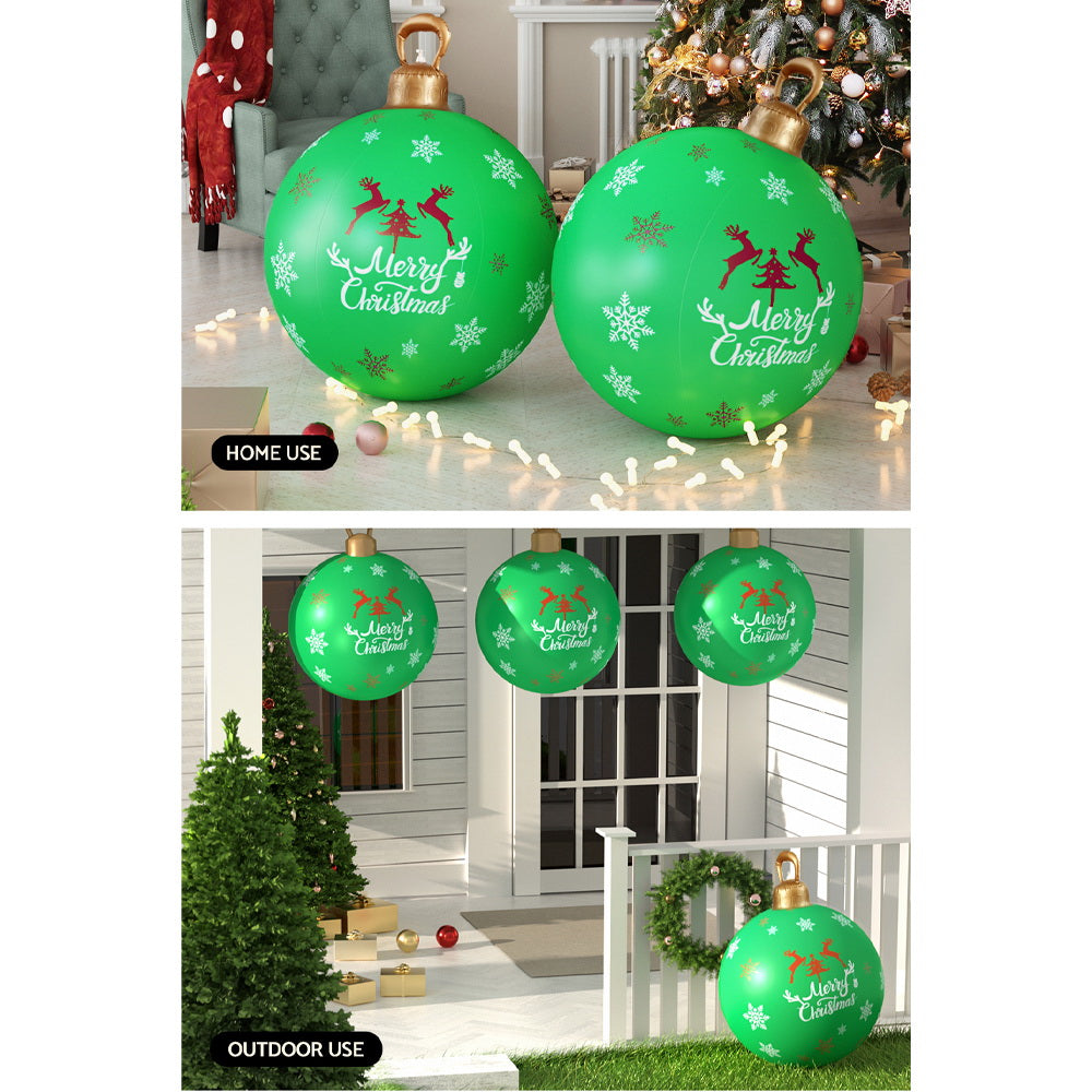 Jingle Jollys Christmas Inflatable Ball, a 60cm giant bauble in vibrant colors, perfect for festive indoor and outdoor decoration.