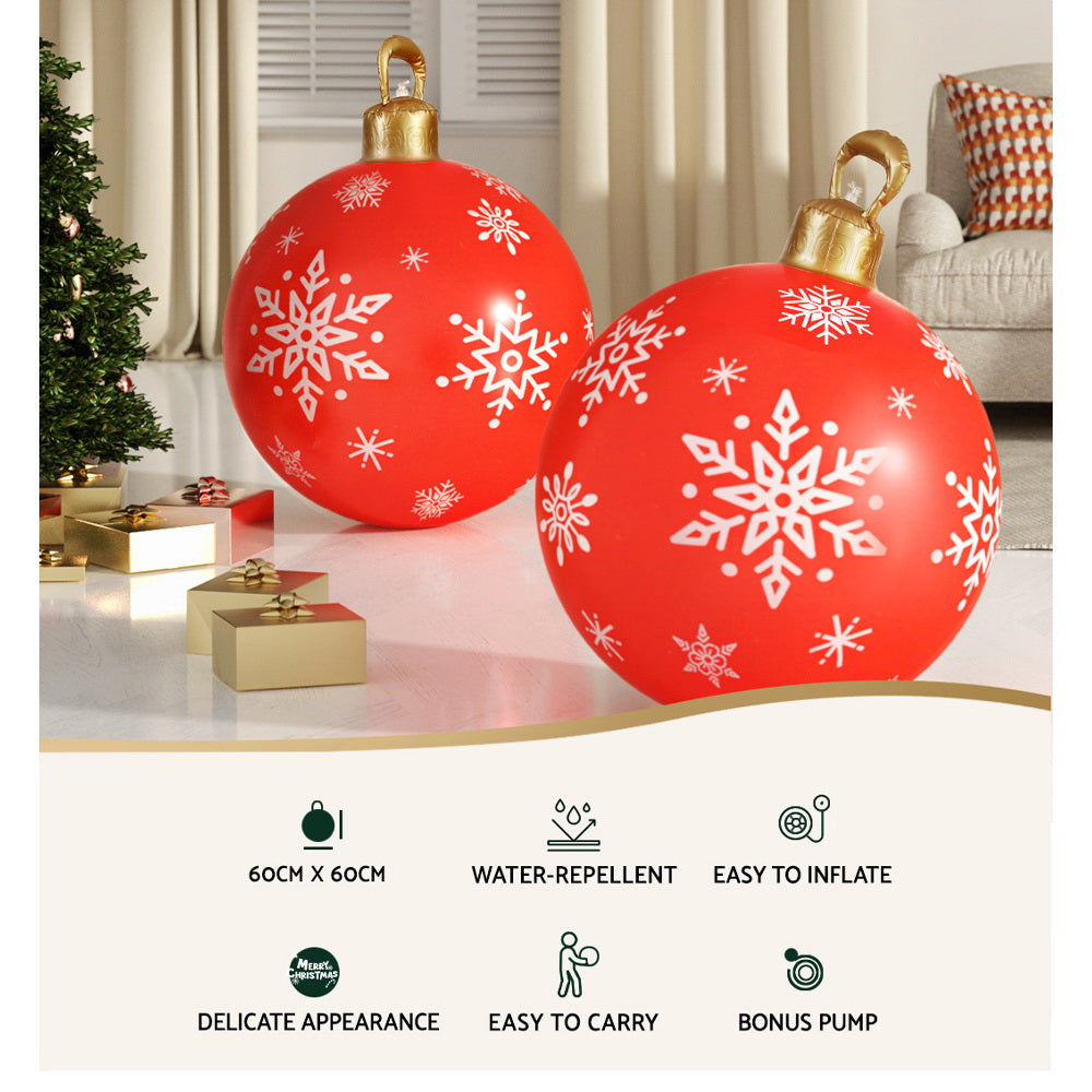 Jingle Jollys Christmas Inflatable Ball, a 60cm giant bauble in vibrant colors, perfect for festive indoor and outdoor decoration.